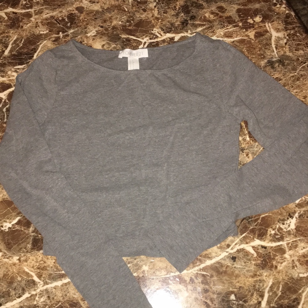 Forever 21 long sleeve gray crop top